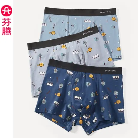 芬腾男士内裤夏季纯棉薄款透气平角裤青年男款运动加大码四角裤头图片