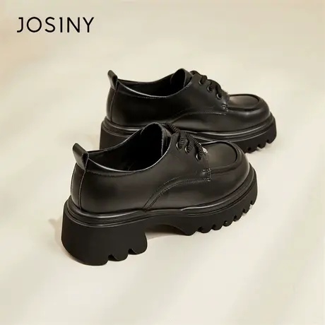 Josiny/卓诗尼厚底小皮鞋女款2024春季新款英伦风小个子增高女鞋商品大图