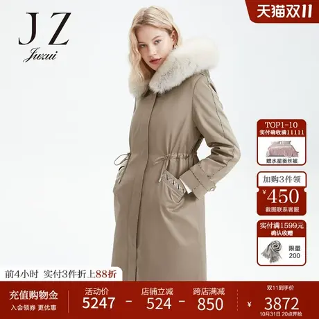 【奥莱独享】玖姿官方奥莱店冬装连帽毛领水貂厚款保暖女外套图片
