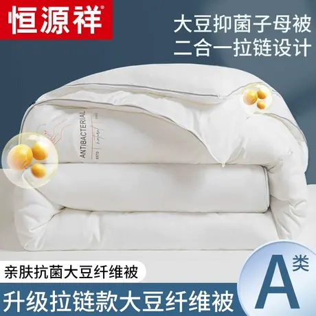 恒源祥大豆纤维子母被二合一拉链款春秋被子被芯加厚四季通用冬被图片