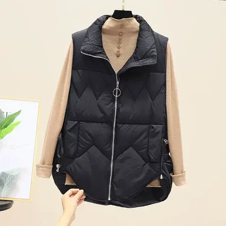 秋冬2023年新款立领韩版棉马甲女羽绒棉棉坎肩宽松纯色外穿马夹女商品大图