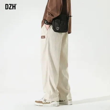 男士卡其色垂感裤子男秋季灯芯绒休闲裤男款运动裤长裤高级感男裤商品大图