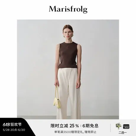 【艺术匠坊】玛丝菲尔夏季时尚简约米黄色阔腿休闲裤女商品大图