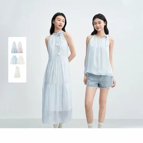 乐町挂脖上衣/流光连衣裙/绣花挂脖长裙商品大图