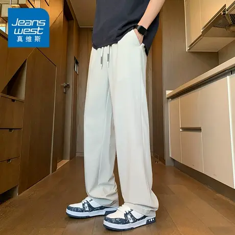 KZH真维斯夏季薄款休闲裤男宽松直筒冰丝裤潮流阔腿运动速干长裤商品大图