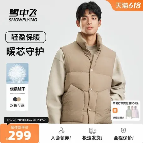 雪中飞2025秋新款男士短款立领羽绒马甲背心外穿休闲时尚百搭潮流商品大图