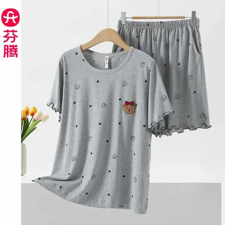 芬腾睡衣女款夏季纯棉短袖短裤薄款夏天2025新款少女士家居服套装商品大图