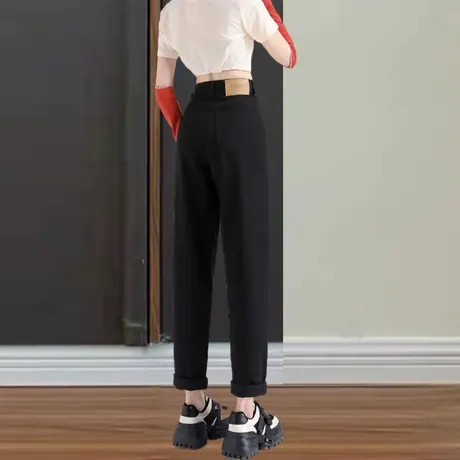 黑色哈伦牛仔裤女秋季爆款2023年新款设计感高腰显瘦小个子老爹裤商品大图