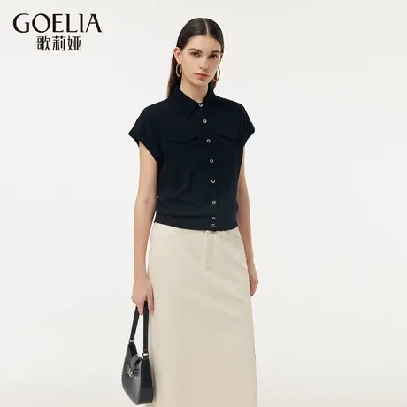 歌莉娅春季新品天丝连袖翻领开衫1E3C6J150图片