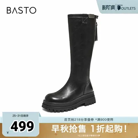 百思图2025冬季新款商场同款骑士靴时尚简约通勤女长靴BV012DG5图片
