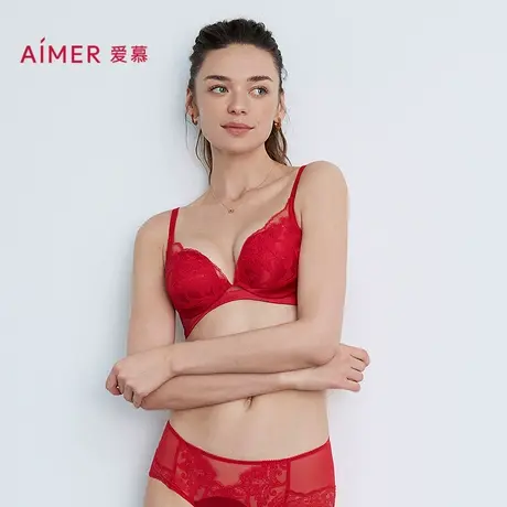 爱慕25秋冬内衣女好事将近红品3/4水袋杯小胸聚拢文胸AM14B601商品大图