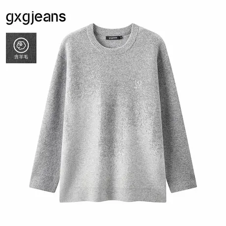 gxg.jeans男装 渐变花纱含羊毛休闲宽松圆领毛衣线衫 25年冬新品商品大图