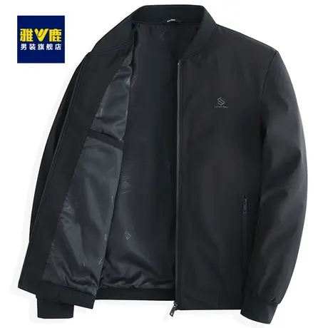 雅鹿夹克男2023春秋款中老年爸爸装商务休闲上衣棒球领百搭外套商品大图