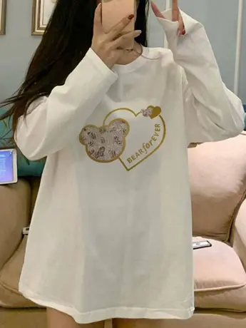 白色内搭打底衫女2023新款秋冬季加绒洋气减龄中长款长袖t恤上衣图片