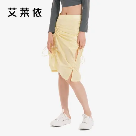 艾莱依半身裙女2021年春夏新款不规则抽绳a字裙短裙设计感鱼尾裙图片