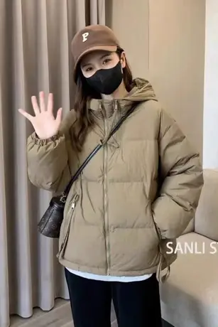 羽绒服拉链白鸭绒连帽新款2023冬季韩版侧秋冬外套个性女百搭外套商品大图