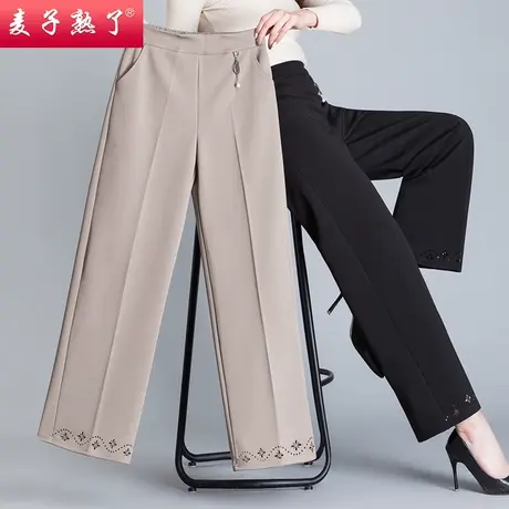妈妈夏装2023新款阔腿裤中年九分休闲裤子40-50岁松紧腰裤子女装商品大图