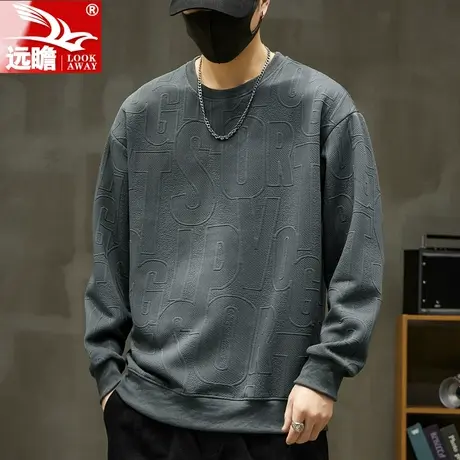 圆领卫衣男2023春秋季新款男士长袖T恤宽松潮流百搭潮牌男装上衣商品大图