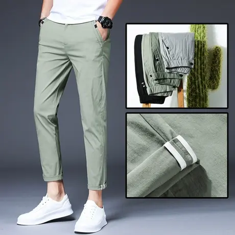 九分裤男修身小脚男士夏装夏天夏季2024新款裤子超薄款冰丝休闲裤商品大图