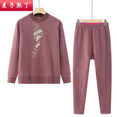 妈妈冬装加绒加厚保暖内衣秋阔太太高贵洋气两件套中老年人女装商品大图