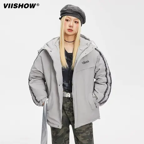 VIISHOW连帽棉衣男士美式ins宽松潮面包服冬季加厚大口袋工装棉袄商品大图