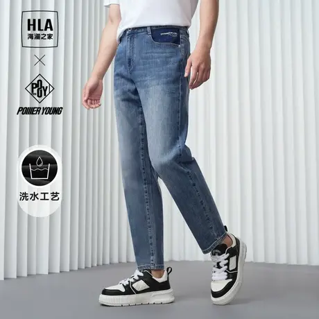 HLA/海澜之家POWER YOUNG系列牛仔裤24春夏新后腰皮标休闲裤男图片
