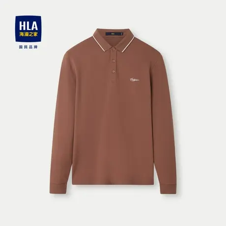 HLA/海澜之家商务休闲长袖POLO衫2024春夏新款印花珠地网眼上衣男图片
