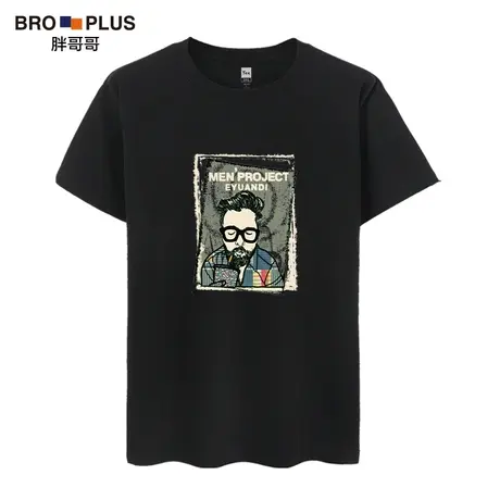 胖哥哥大码男装t恤短袖圆领宽松运动潮流加肥加大胖子短袖t恤衫图片