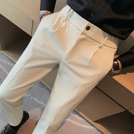 西裤潮牌春秋季商务休闲纯色修身小脚九分裤潮流百搭休闲西装裤子商品大图