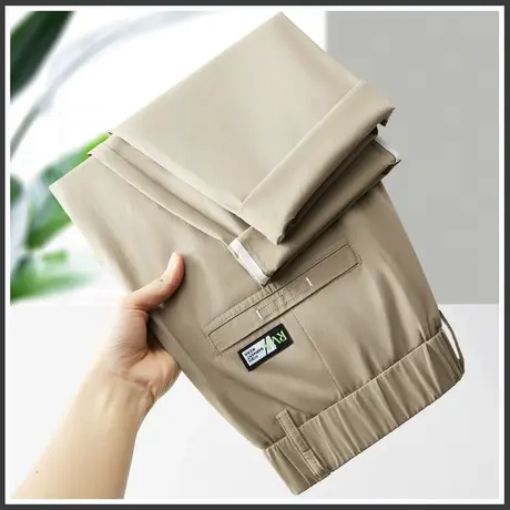 夏天冰丝男士卡其色九分休闲裤西装夏季薄款男生宽松商务正装西裤商品大图