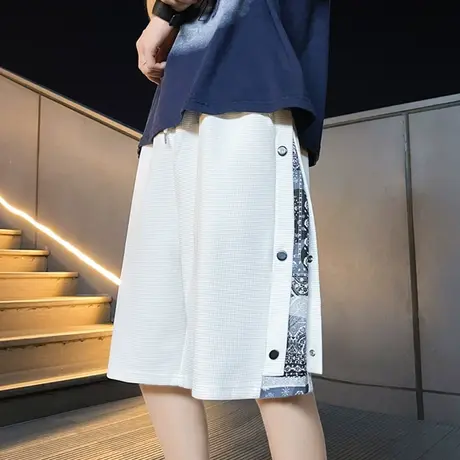 夏季国潮印花短裤男潮牌薄款复古宽松冰丝美式篮球休闲运动五分裤商品大图