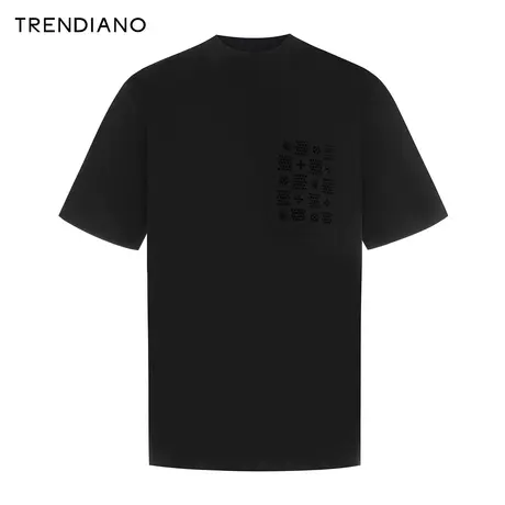 TRENDIANO植绒口袋小高领T恤2024年春季新款时尚百搭短袖休闲上衣图片