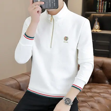 2023春秋装新款卫衣男立领上衣套头外穿秋衣薄款男装春季外套T恤图片