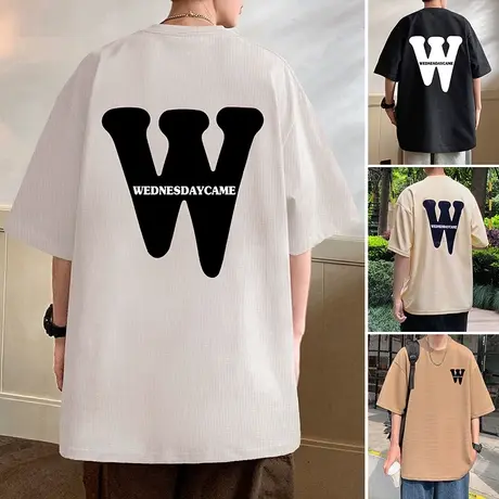 重磅华夫格短袖T恤男潮牌宽松2023夏季新款半袖美式vintage体恤衫商品大图