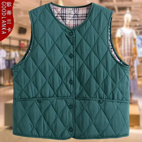 中年妈妈秋冬夹棉马夹女200斤大码宽松时尚轻薄款羽绒棉马甲外套商品大图