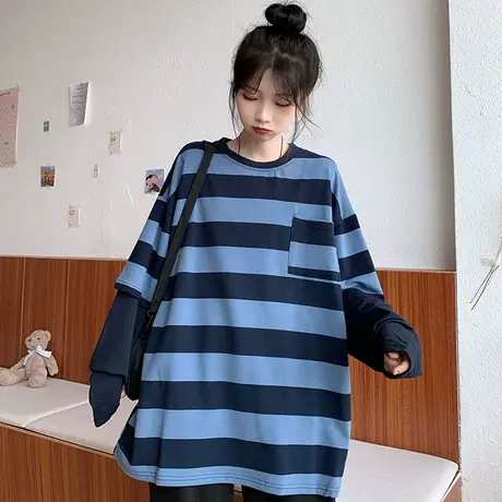 假两件卫衣女2020春秋薄款宽松韩版潮ins上衣bf慵懒风超火cec外套商品大图