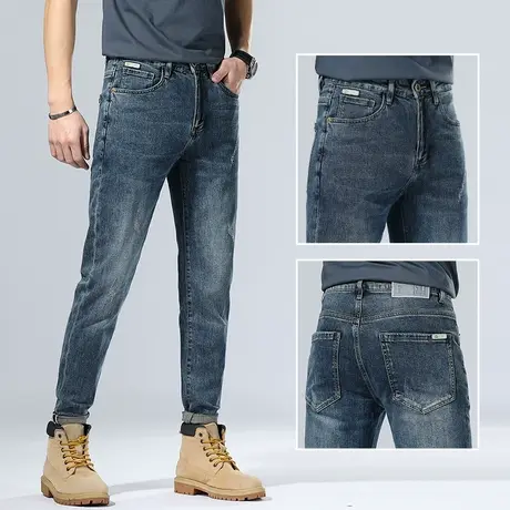 夏季薄款牛仔长裤男士直筒宽松休闲裤子广州新塘镇蓝色水洗春秋款商品大图
