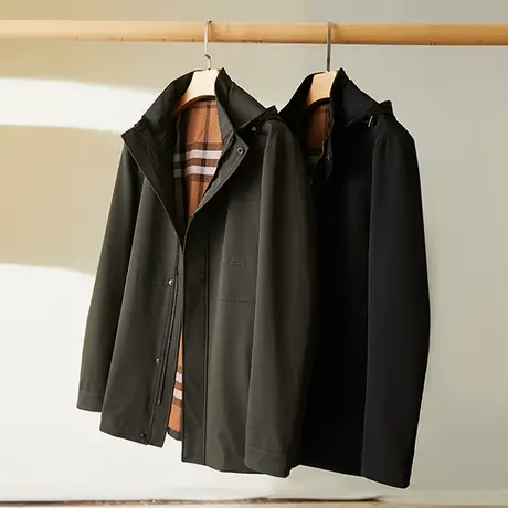 休闲夹克男连帽中青年春秋款上衣宽松商务风衣男士翻领外套男装潮图片