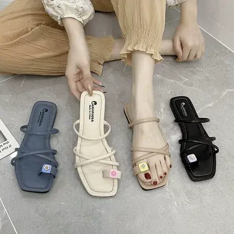 式凉拖鞋女平跟年夏新季品款仙女法风外穿套趾大码凉拖鞋跨境商品大图