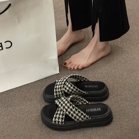 厚底拖鞋女2024新款外穿夏季仙女风配裙子沙滩法式网红外出凉鞋拖商品大图