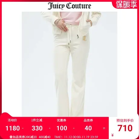 Juicy Couture橘滋休闲裤女秋冬新款美式运动高腰直筒天鹅绒长裤商品大图