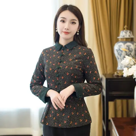 筠雅改良唐装棉袄棉服女中国风女款冬季中式盘扣上衣短款修身夹袄图片