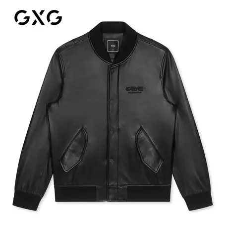 GXG男装 秋季新款商场同款潮流棒球领男士皮衣夹克外套图片