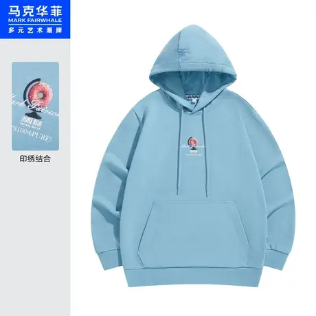 商场同款马克华菲创意甜甜圈印绣结合连帽卫衣男秋季新款青春图片