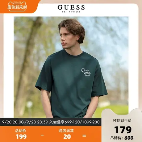 GUESS23新款无性别简约字母休闲纯色重磅短袖T恤-MN2K8442CN商品大图