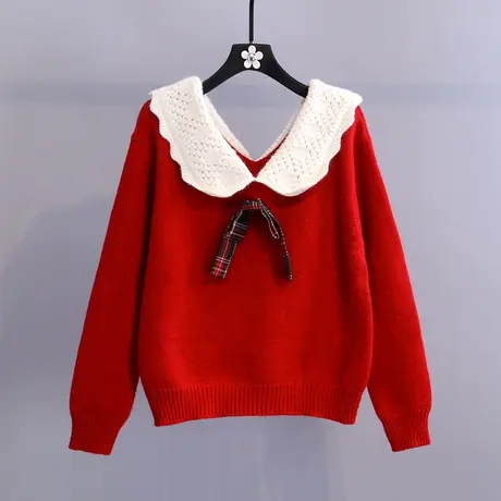 网红小清新甜美套头毛衣女2023秋冬新款韩版慵懒风洋气套头针织衫图片