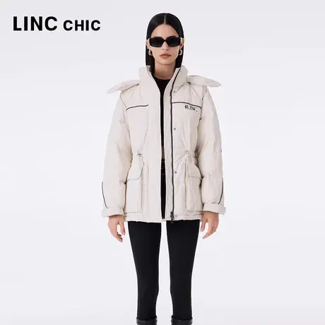 LINCCHIC金羽杰羽绒服女2023秋冬新品都市时髦落肩收腰短款派克服商品大图