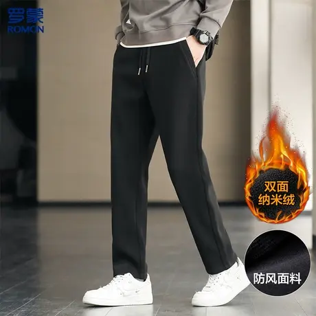 罗蒙男士休闲裤双面纳米绒防风加绒保暖休闲裤男图片