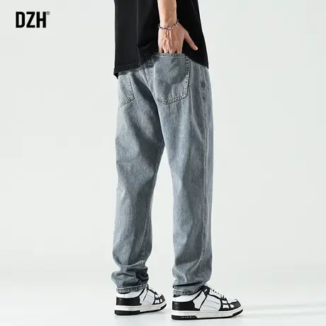 男士蓝色牛仔裤男直筒宽松裤子秋季痞帅休闲潮牌高街长裤2023新款商品大图