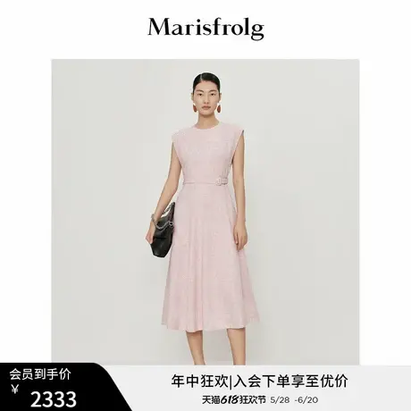 #多巴胺穿搭# 玛丝菲尔连衣裙春季新款女装无袖收腰气质连衣裙图片